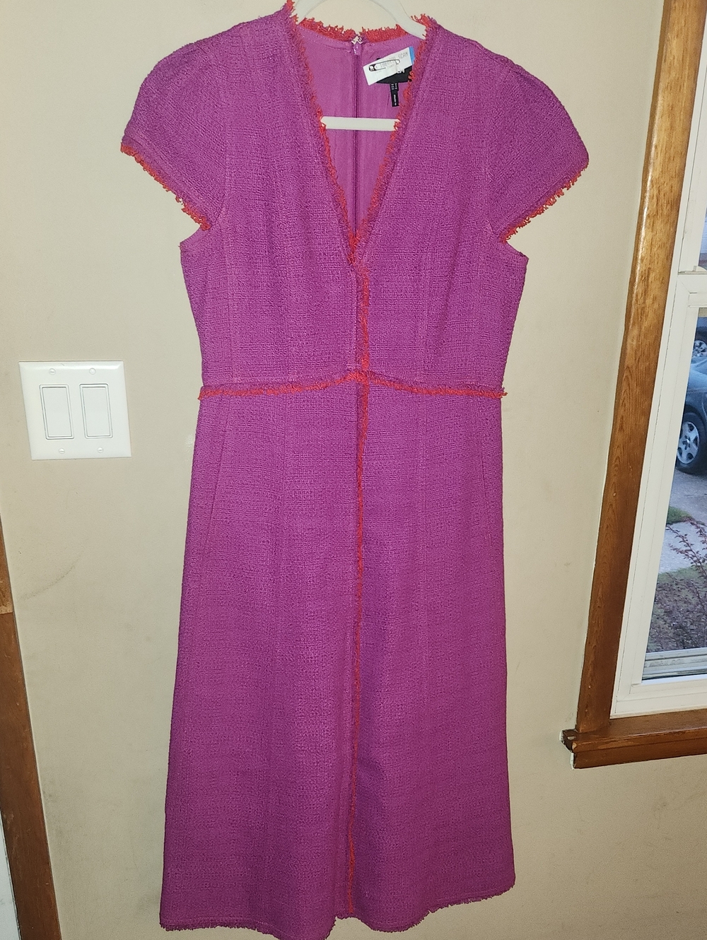 ME+EM Fit + Flare Midi Dress Tweed Tailoring Size 8 Wildflower Purple